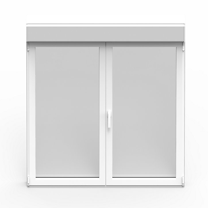 Fenêtre alu 2 vantaux oscillo-battant + volet roulant électrique GoodHome blanc - l.100 x h.115 cm