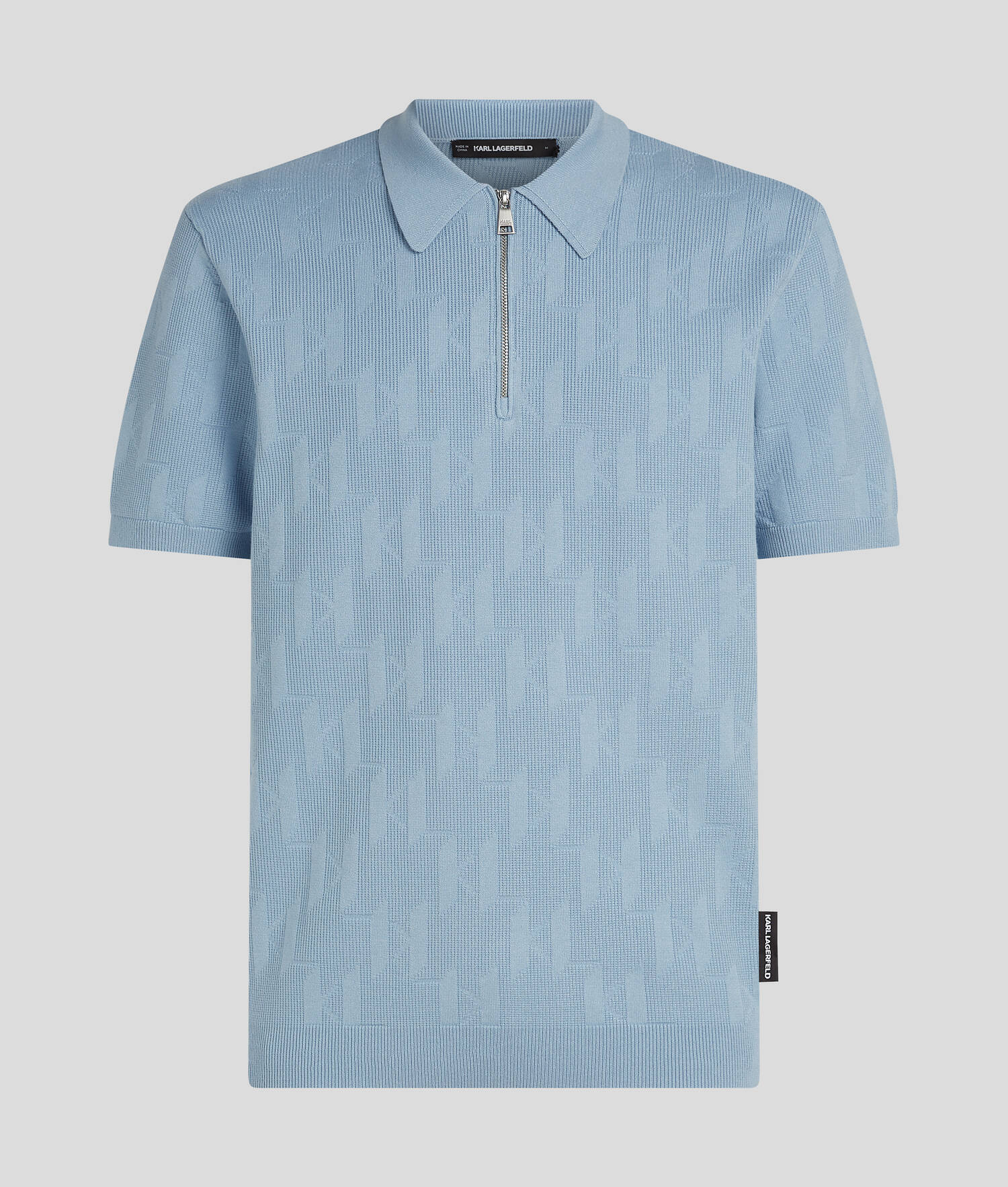 POLO ZIPPÉ KL MONOGRAM - Chambray doux