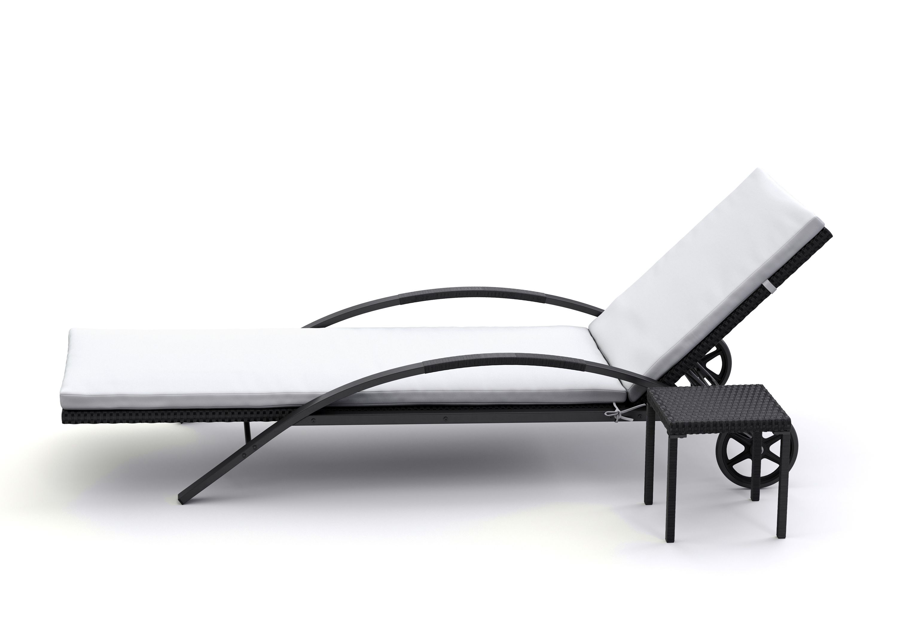 Liegestuhl Rattan KIM schwarz/weiss Set 3-teilig