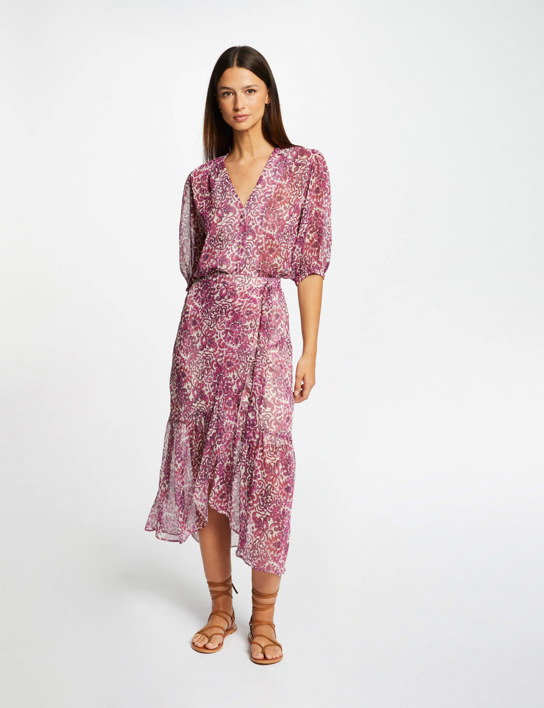 Chemise manches 3/4 imprimé cachemire multico femme - multico