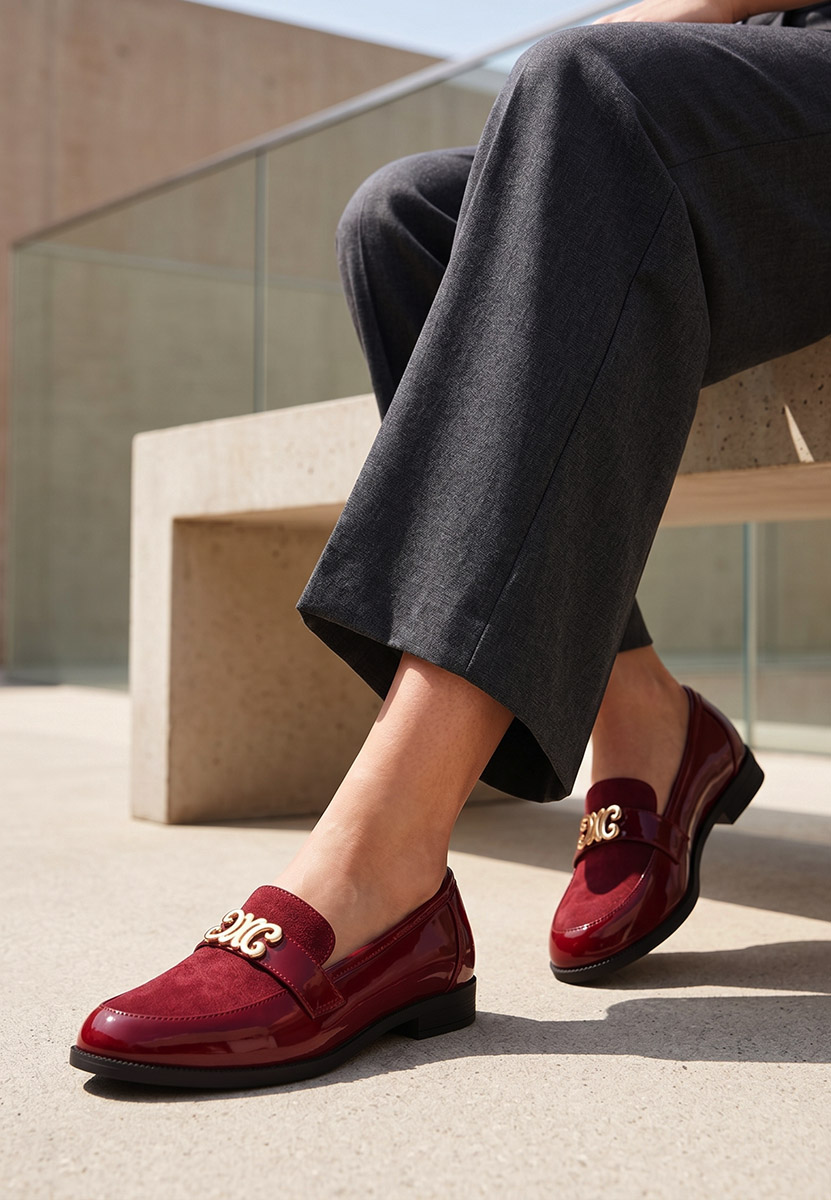 Mocassins femme bordeaux Ananya