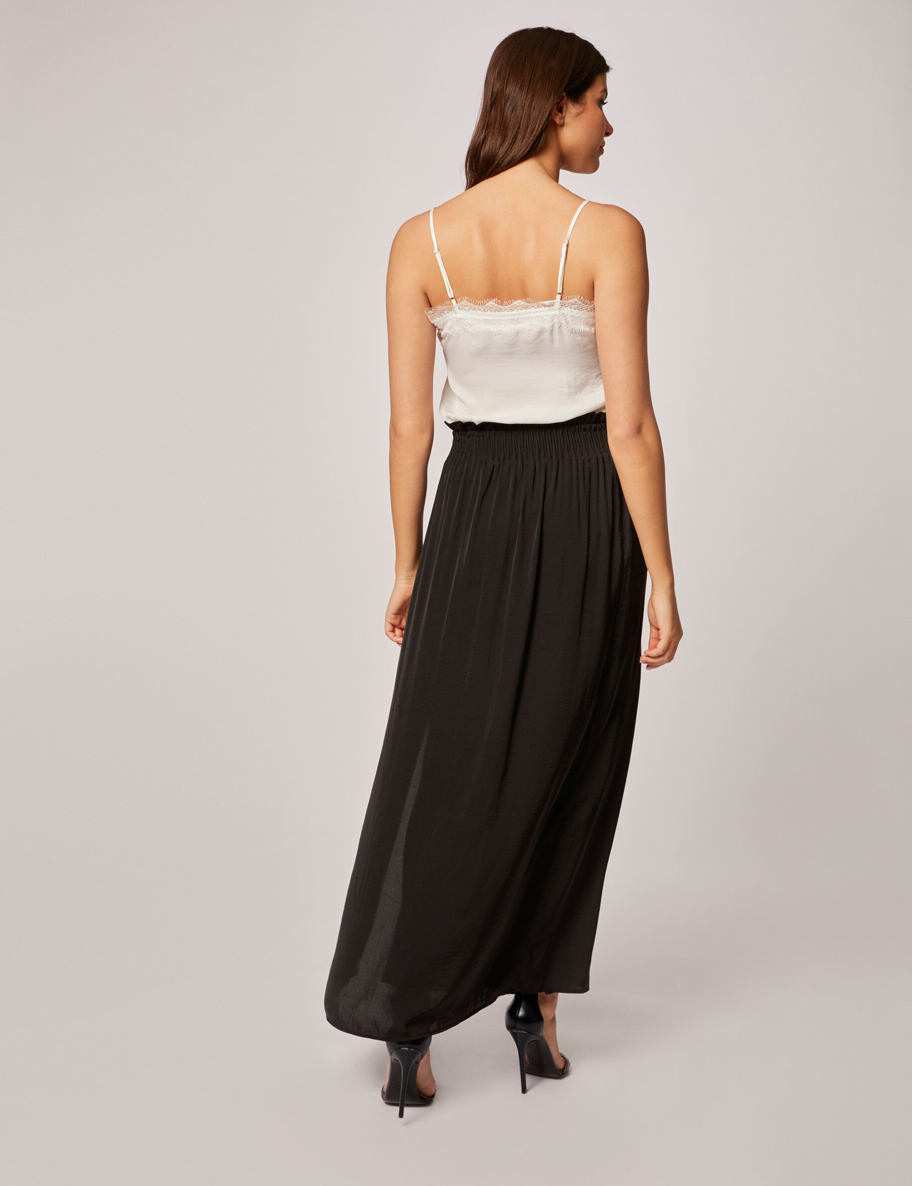 Jupe longue fluide taille élastiquée noir femme - noir