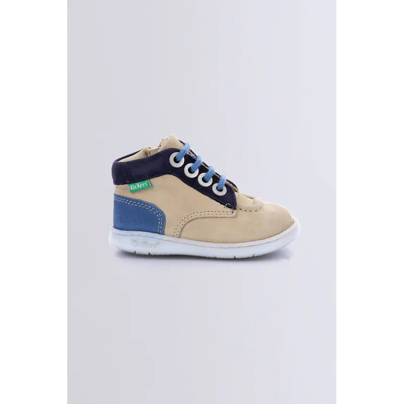 Kickiconic Beige marine bleu BOTTILLONS Cuir Mixte