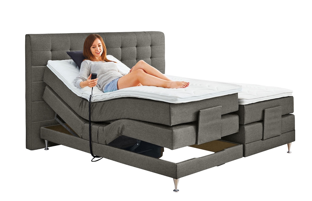 Ole Gunderson Boxspringbett FENTISSIMO TOPMOTION I EL 180 x 200 cm Inari braungrau