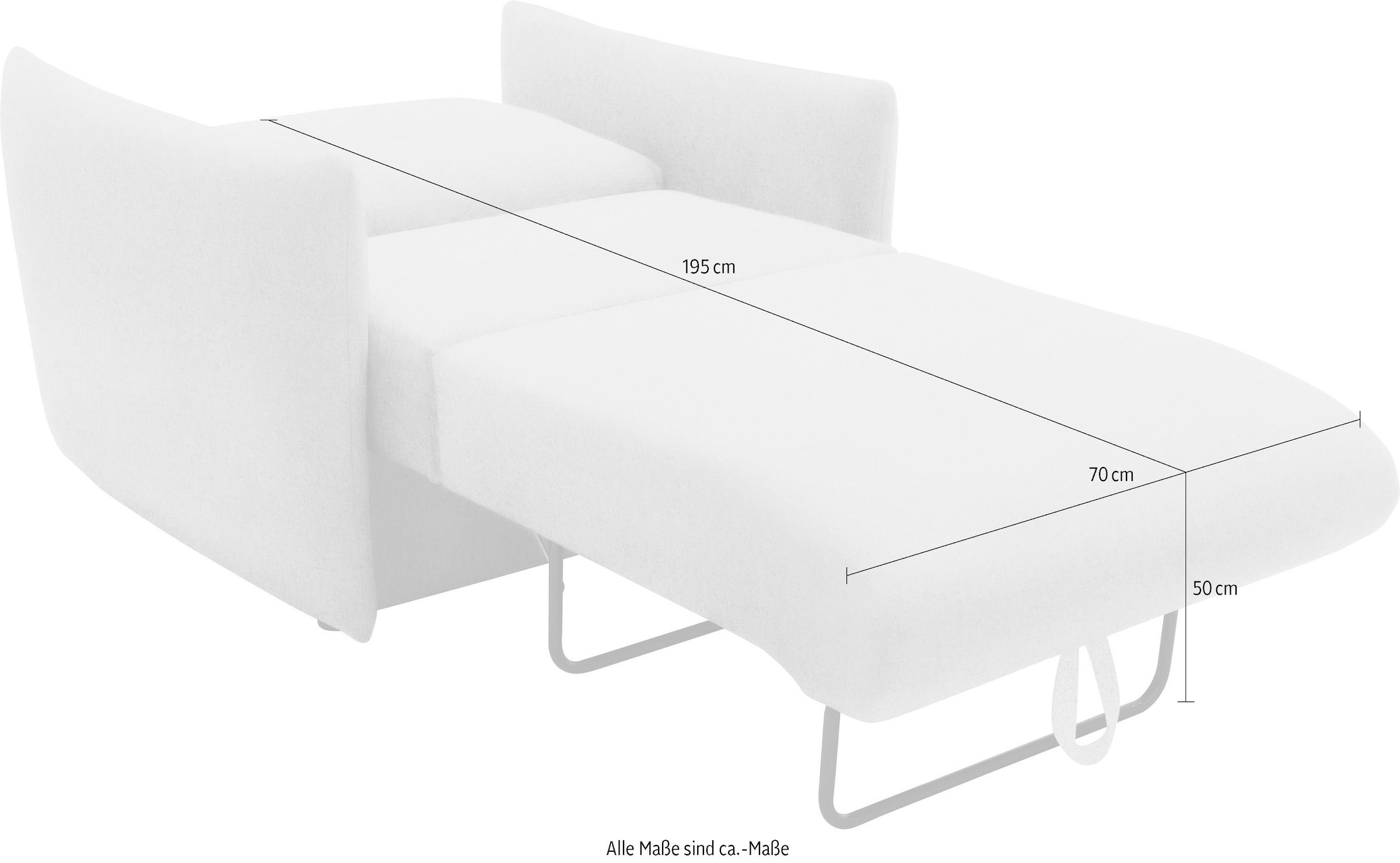 DOMO collection Sessel »700023 wandelbar zum Loungesessel, Relaxliege und Gästebett« Schlaffunktion, Federkern, stabile Liegefläche ca. 70 x 195 cm
