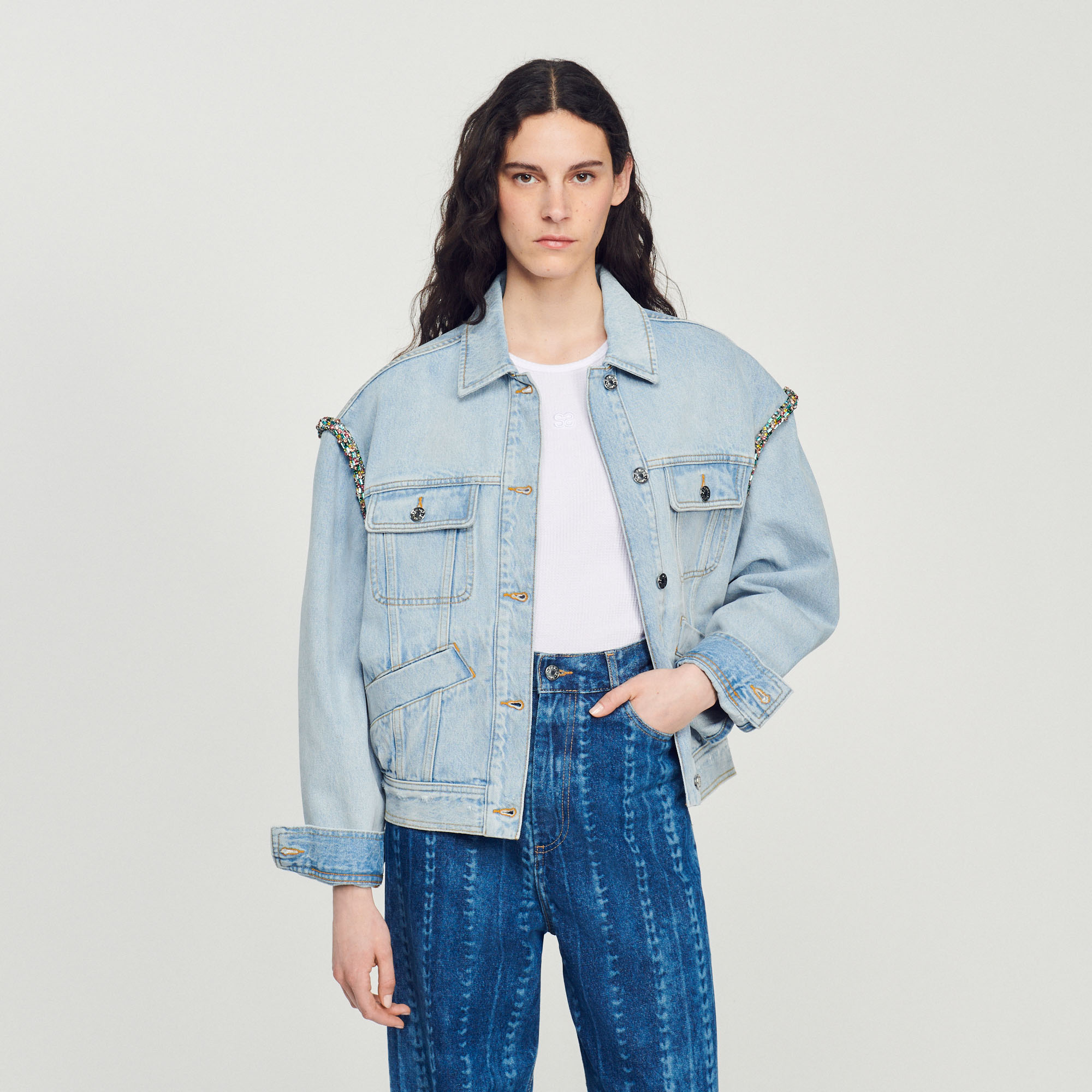 Veste en jean strassee