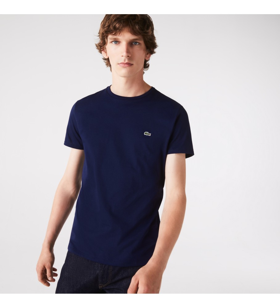 Camiseta Lacoste azul marinho em algodão Pima