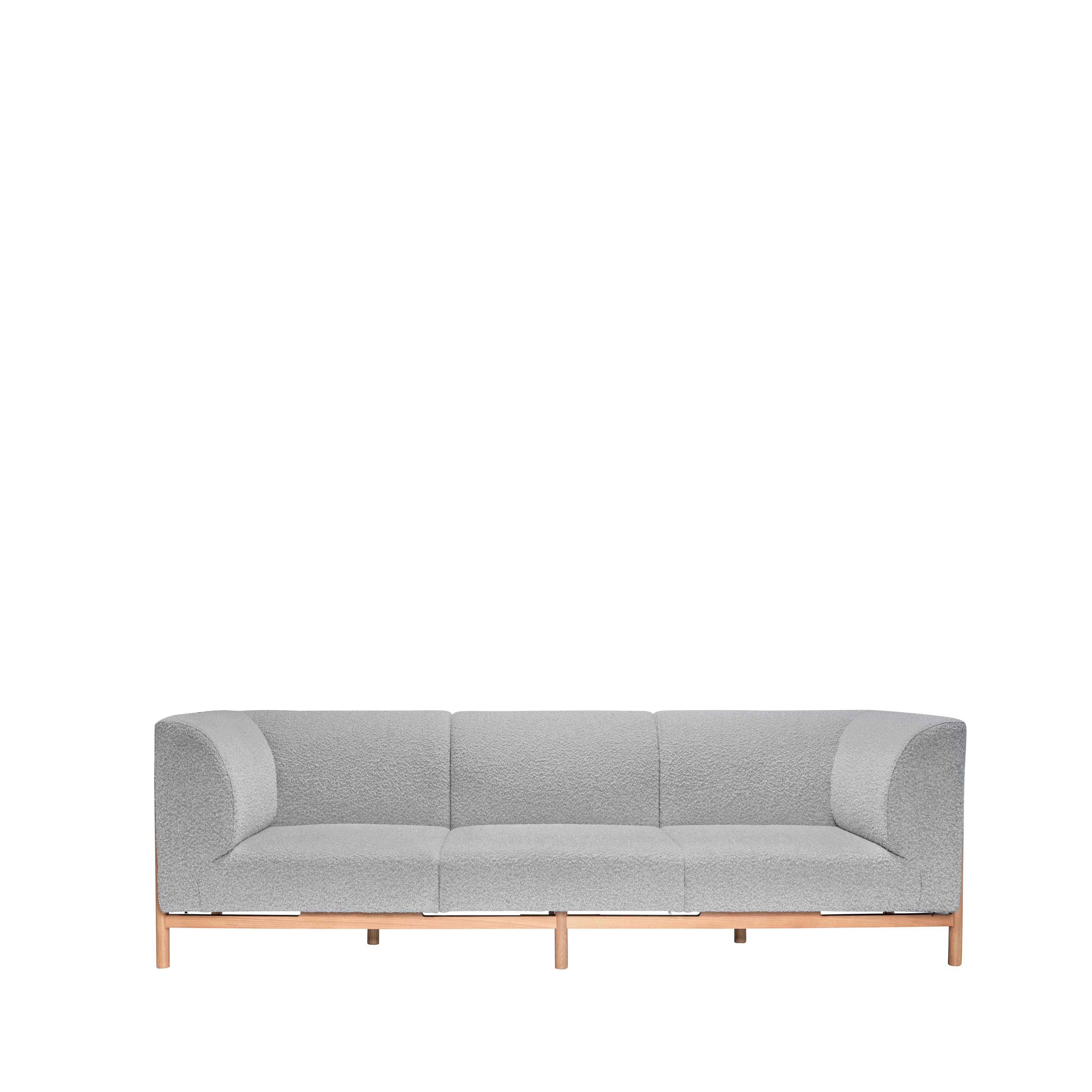Hübsch  Moment sofa, grå/natur - 3 pers.