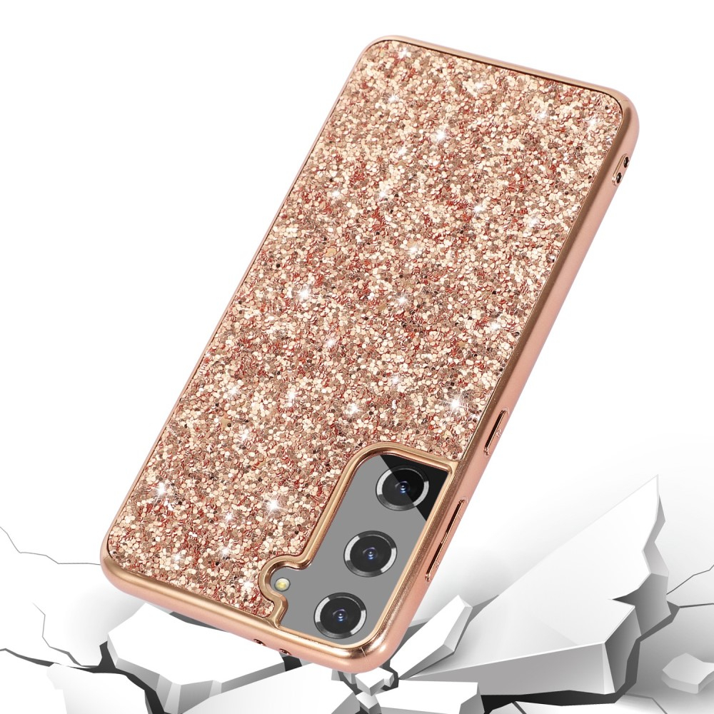 Samsung Galaxy S23 5G Hybrid Hardcase Schutzhülle im Glitzer Design - Roségold