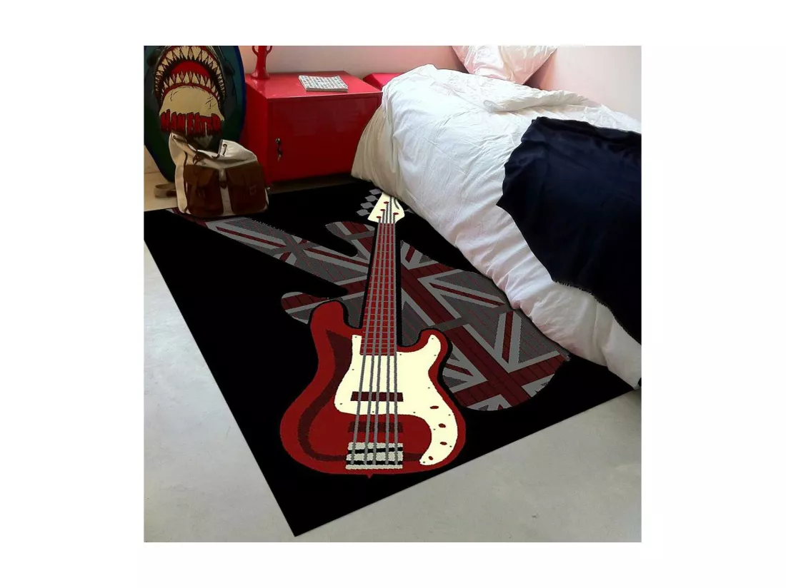 Tapis enfant 235x320 rectangle tissé noir AF1 GUITARD