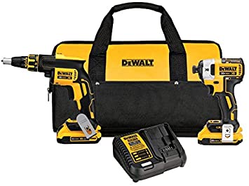 DEWALT 20V MAX XR DRYWALL SCREW GUN & IMPACT DRIVER KIT, 2.0-AMP HOUR (DCK267D2)
