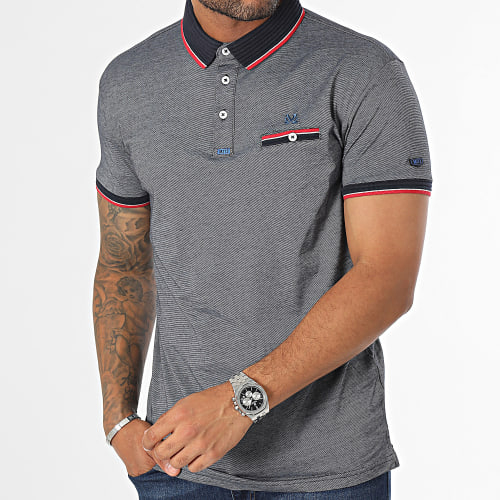 Polo Manches Courtes Bleu Chiné