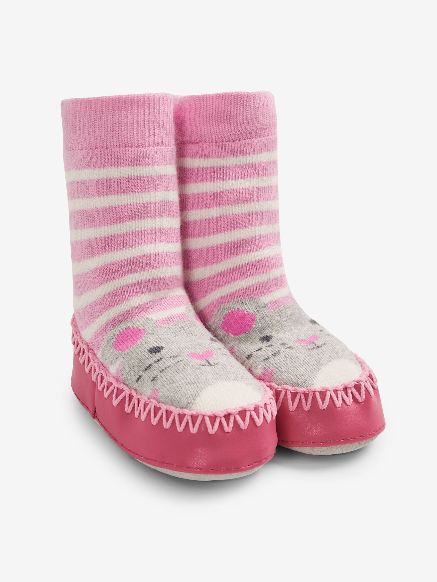Roze muis - Jojo Maman Bébé moccasin pantoffelsokken