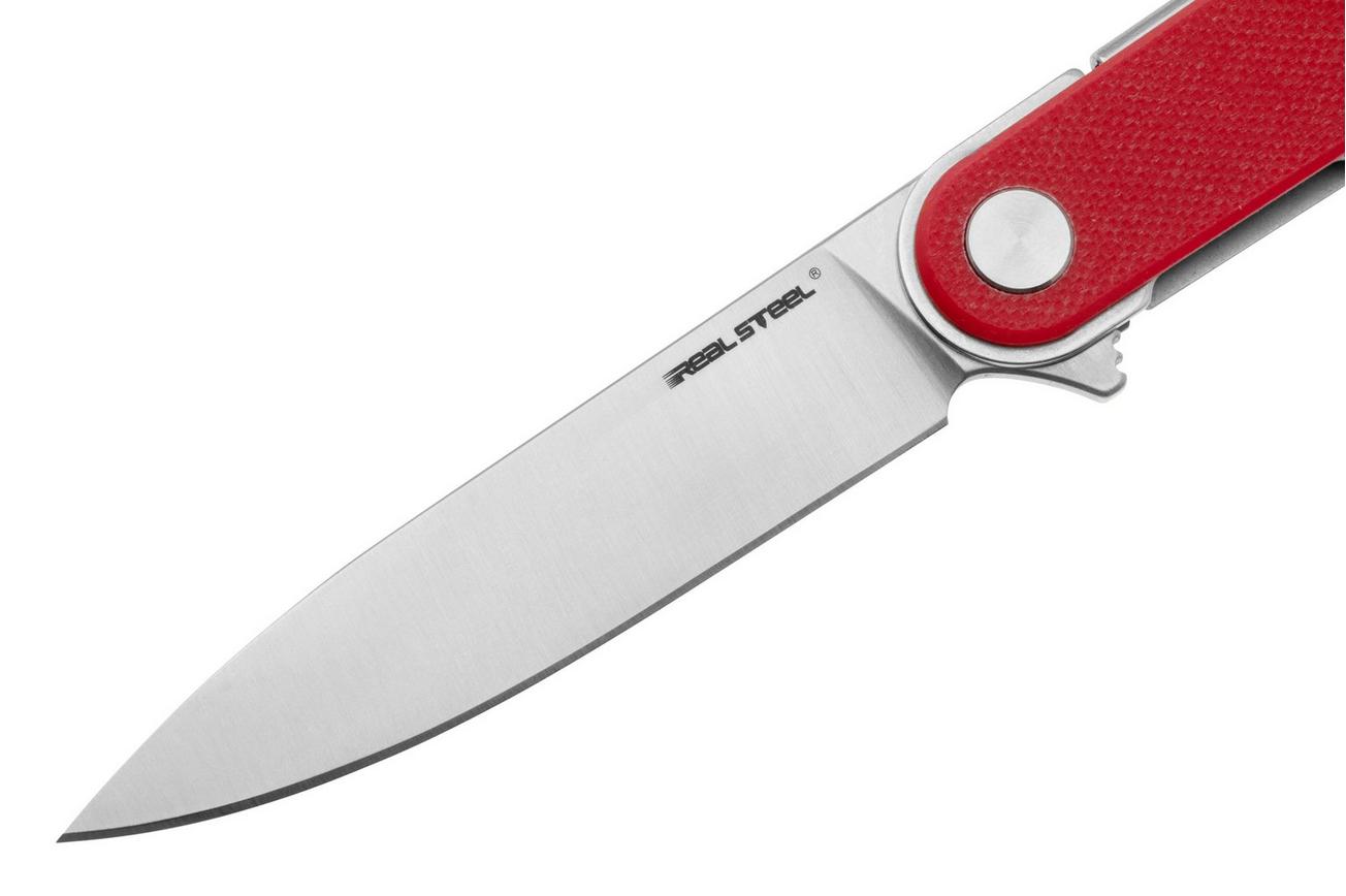Real Steel Iris Flipper 8061AR Satin 12C27, Red G10, zakmes