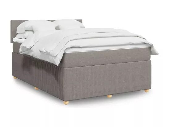 Sommier à lattes de lit avec matelas Taupe 160x200 cm Tissu