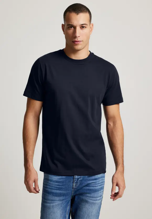 Basic T-Shirt in Unifarbe - night blue