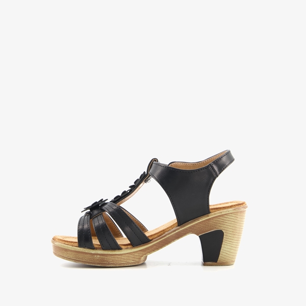 Blue Box sandalen met hak zwart met bloemen