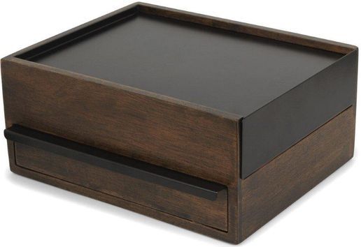 Umbra - Stowit - Opbergbox - Zwart/Walnoot - Rubberhout