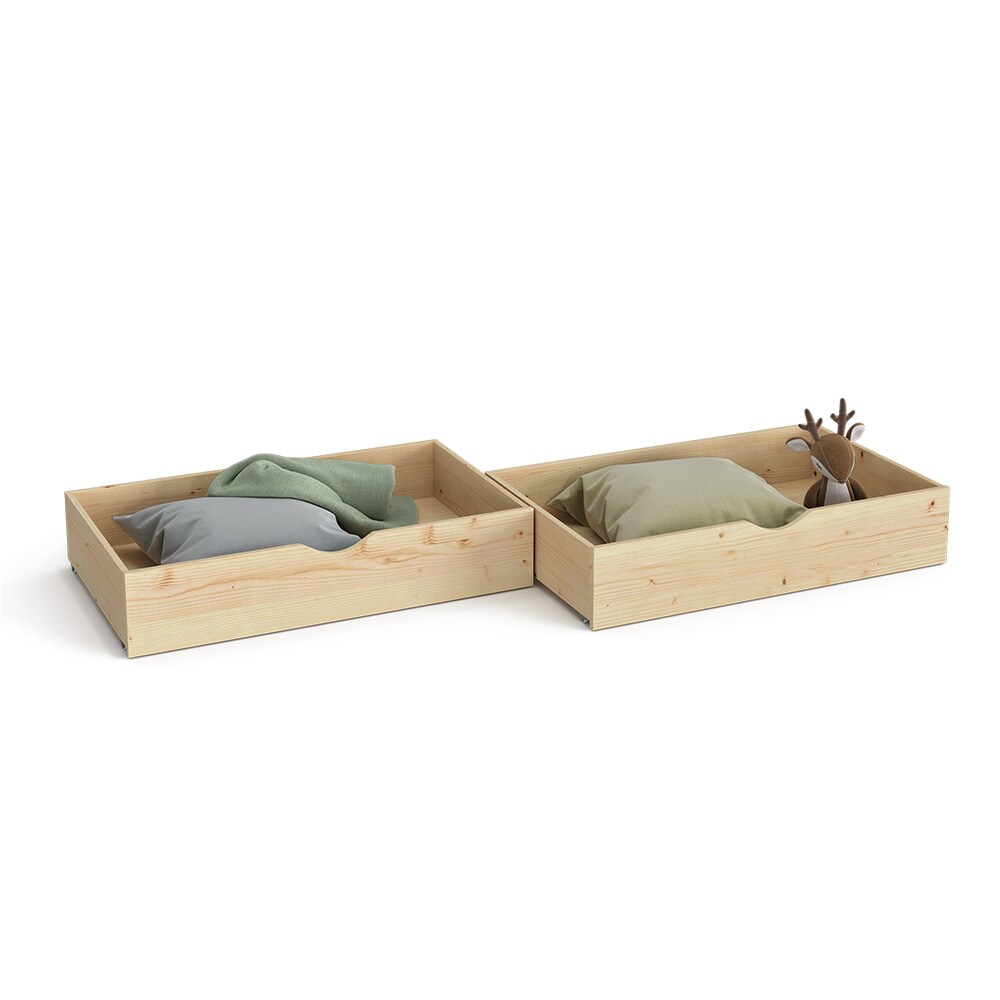 VitaliSpa Bettschublade Schubladenbett Aufbewahrung Everest Natur 98x20 modern Rollschublade Kinderzimmer Bett Zubehör Spielzeug Ablage Kiefer Massivholz Kinderbett Spielturmbett