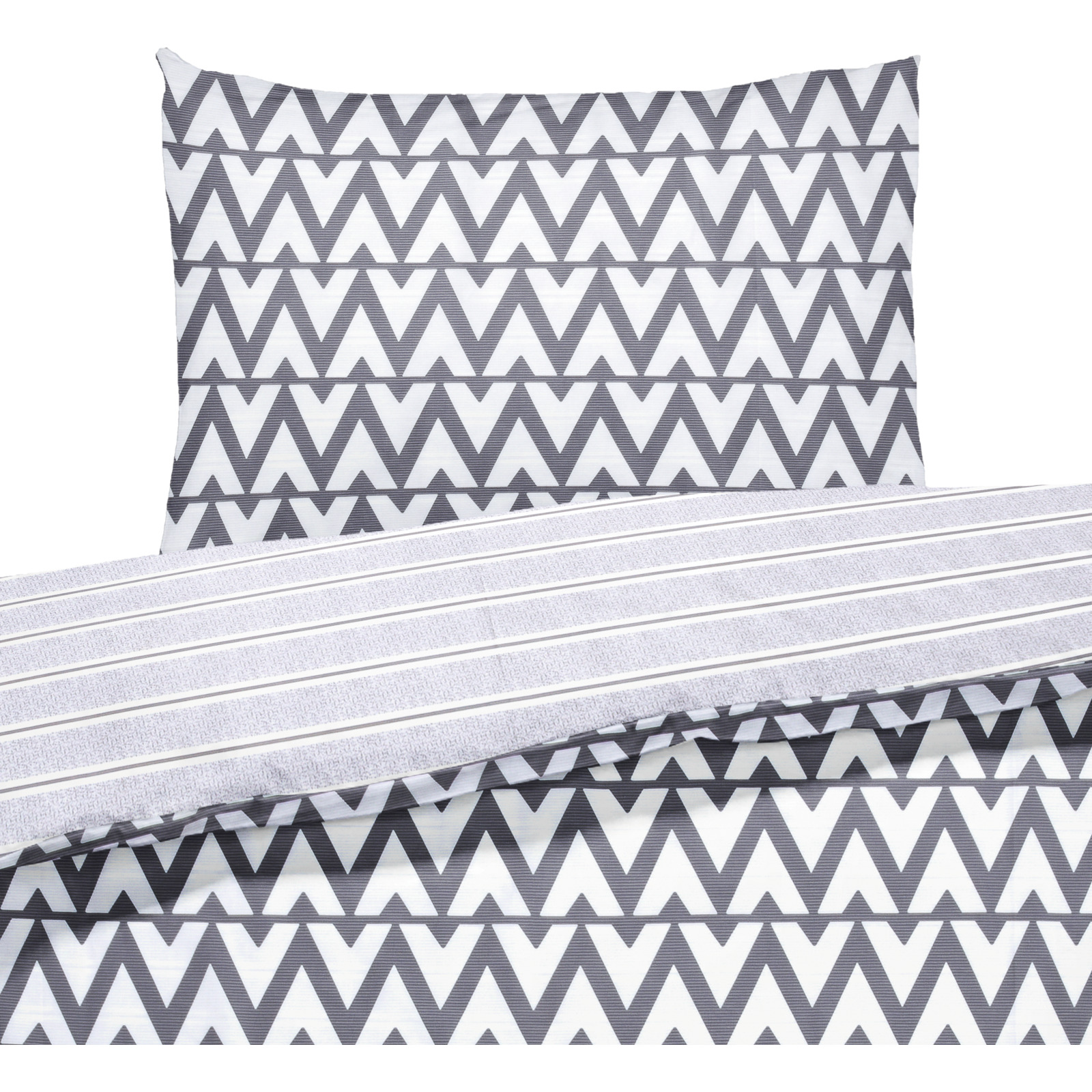Bettwäsche Satin Twill Muster grau weiss