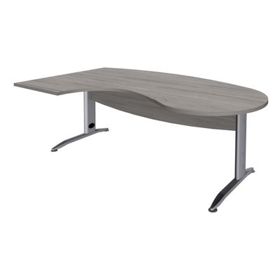 Bureau compact manager retour à gauche IDRA - 200 cm - Pied alu - Chêne gris (Pieds de renfort obligatoire à rajouter - non inclus)