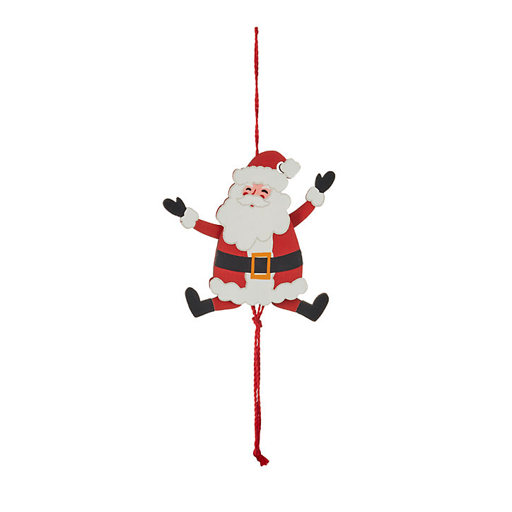 Boule de noel figurine père noel en bois 14cm