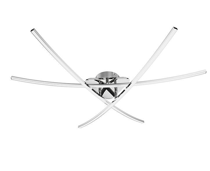 Plafonnier LED intégrée 3400lm 32W blanc chaud GoodHome Alani effet chromé L.90 x l.78 x H.11.5 x Ø90 cm