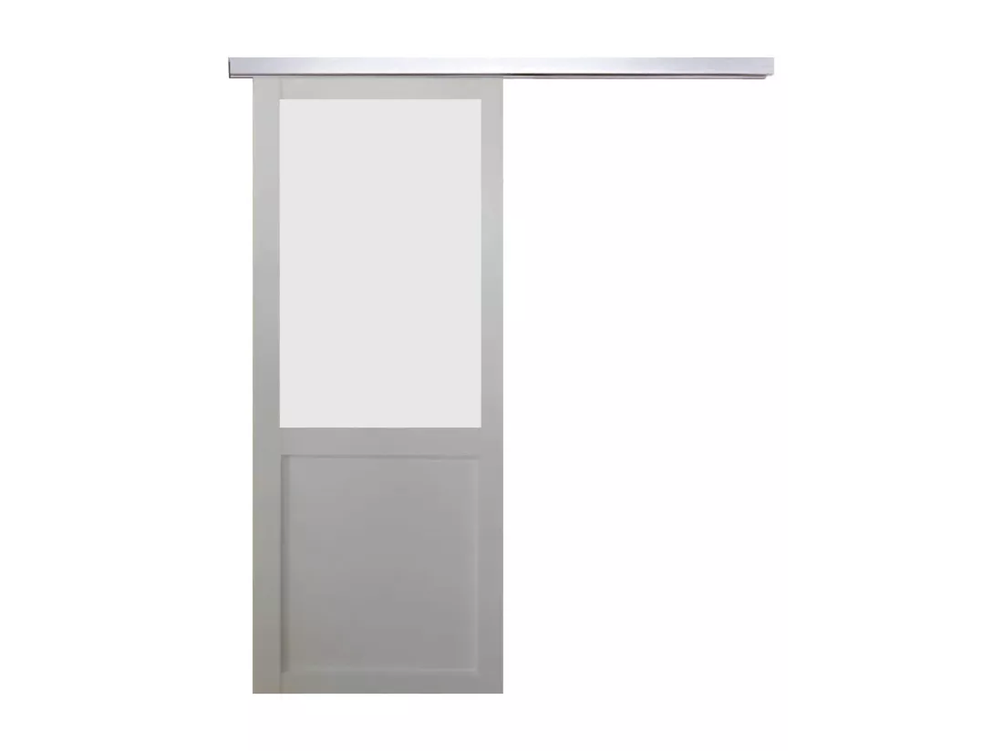 Porte Coulissante Athena Blanc H204 X L73 + Rail Alu Gd Menuiseries