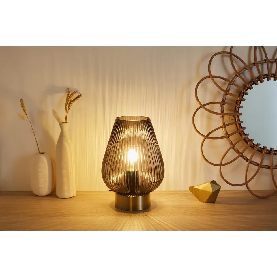 Pauleen Crystal Gloom Tafellamp - E14 - Rookglas/Messing