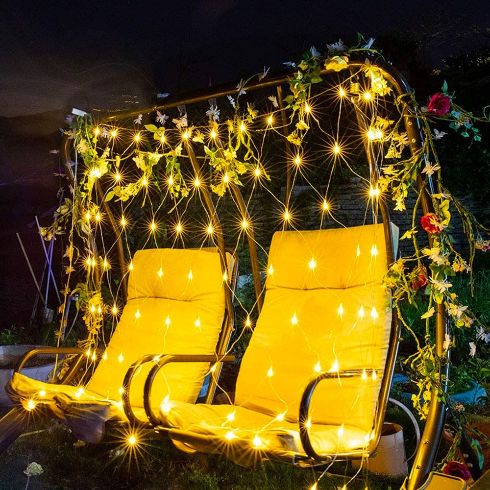 (6x4m) 880 LED's Deko Lichterkette Netz Vorhang Outdoor Beleuchtung IP65 - Warmweiss