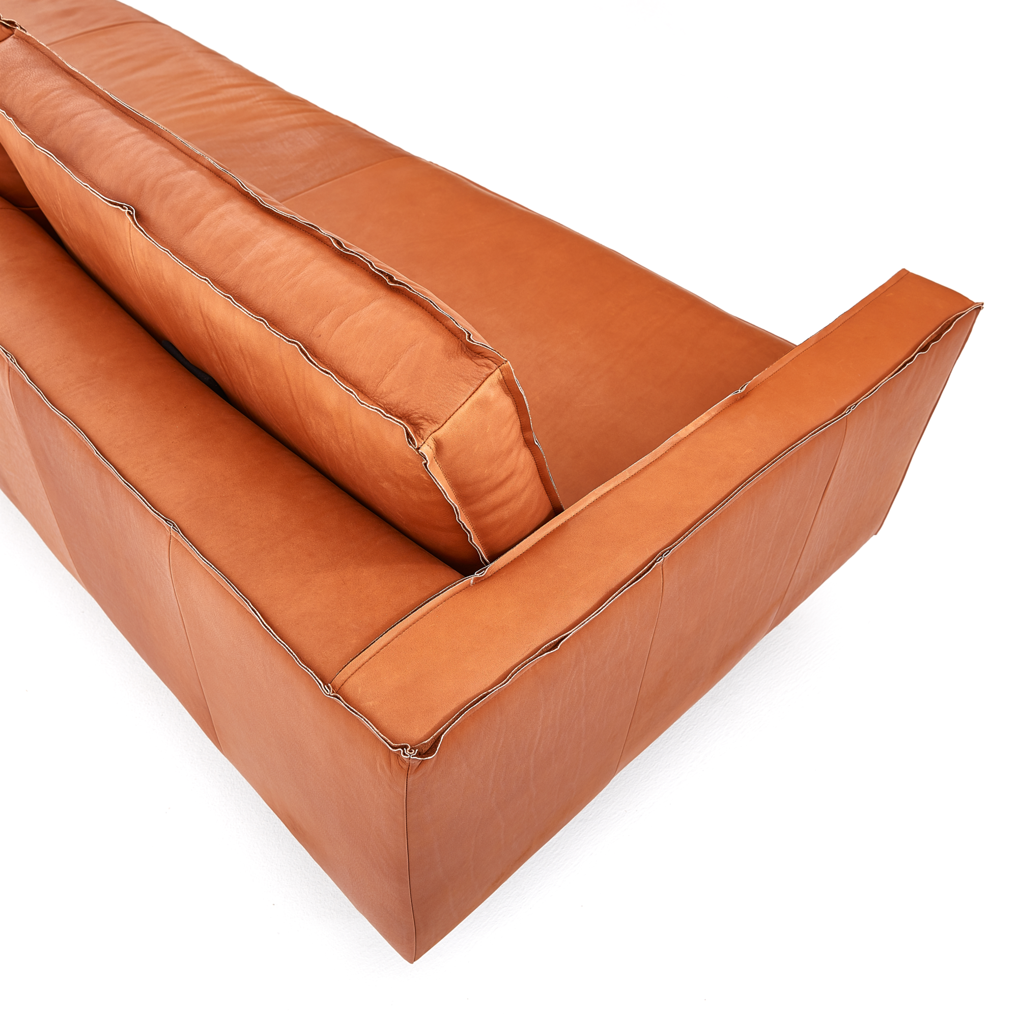 Loods 5 Design 3-zitsbank Slimm Leer Outside 3 Zits - 200 cm | PGC Sauvage Olive | Poten: Zwart
