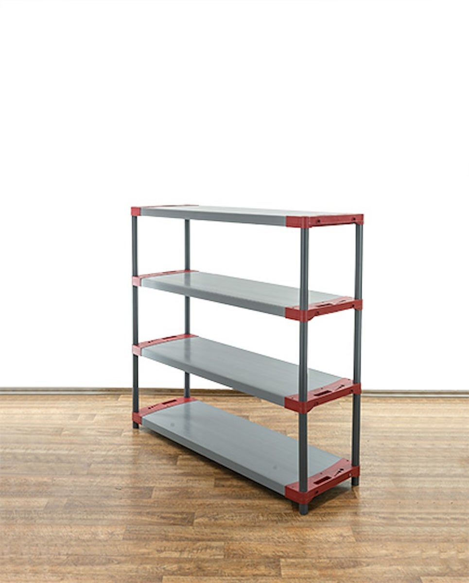 PROREGAL Plastic Plank Grey Bear Laag HxBxD 138 x 150 x 46 cm Plankbelasting 70 kg Grijs/Rood