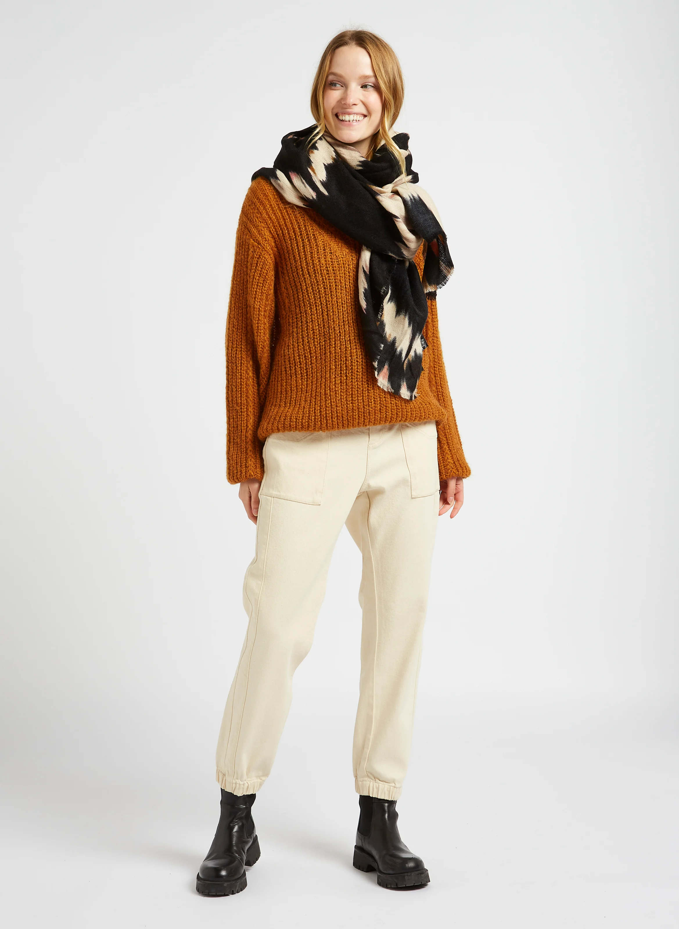 ARIA - Echarpe en jacquard| Marron