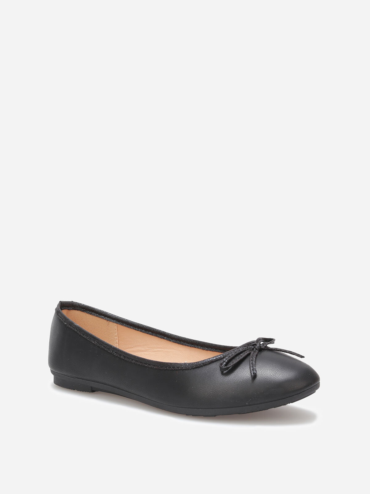 Ballerines à bout rond et nœud- Noir
