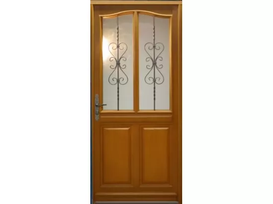 Porte D'Entrée Bois Vitrée, Sandy, H,215Xl,90 P, Droit Cote Tableau