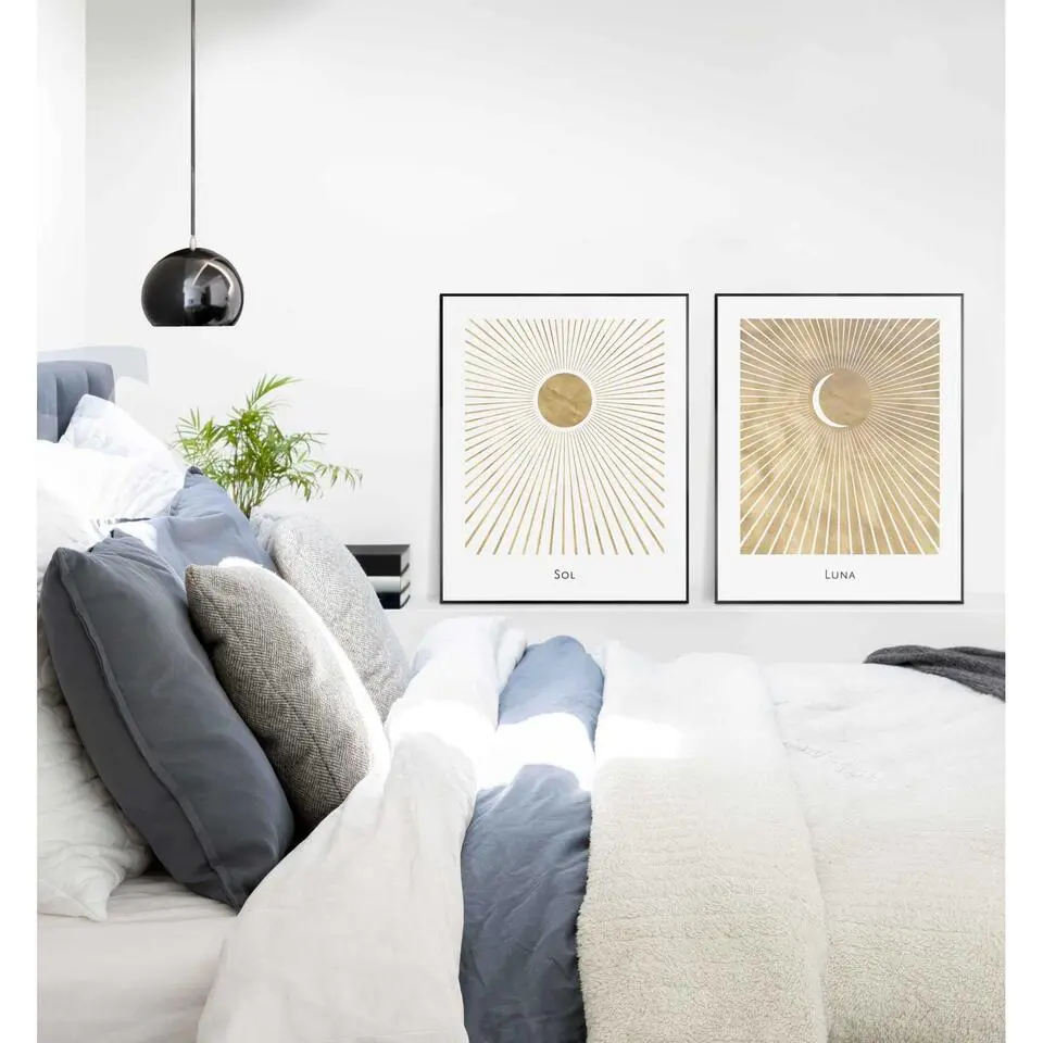 Set poster met lijst - Zon en Maan