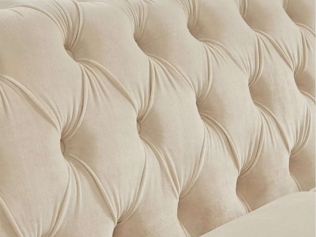 Canapé 3 places et 2 places en velours beige CHESTERFIELD