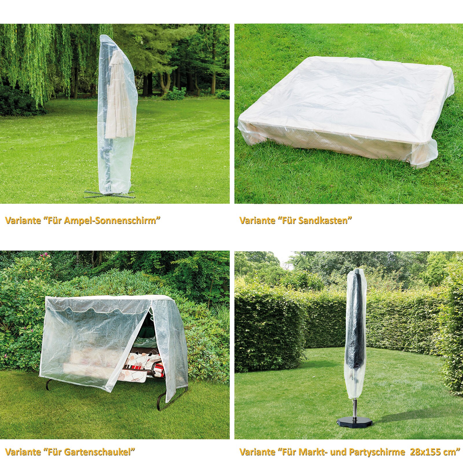 WEHNCKE Gartenmöbel Schutzhülle Hülle Plane Abdeckung Abdeckplane transparent PE Variante: Für 6 Stapel Sessel