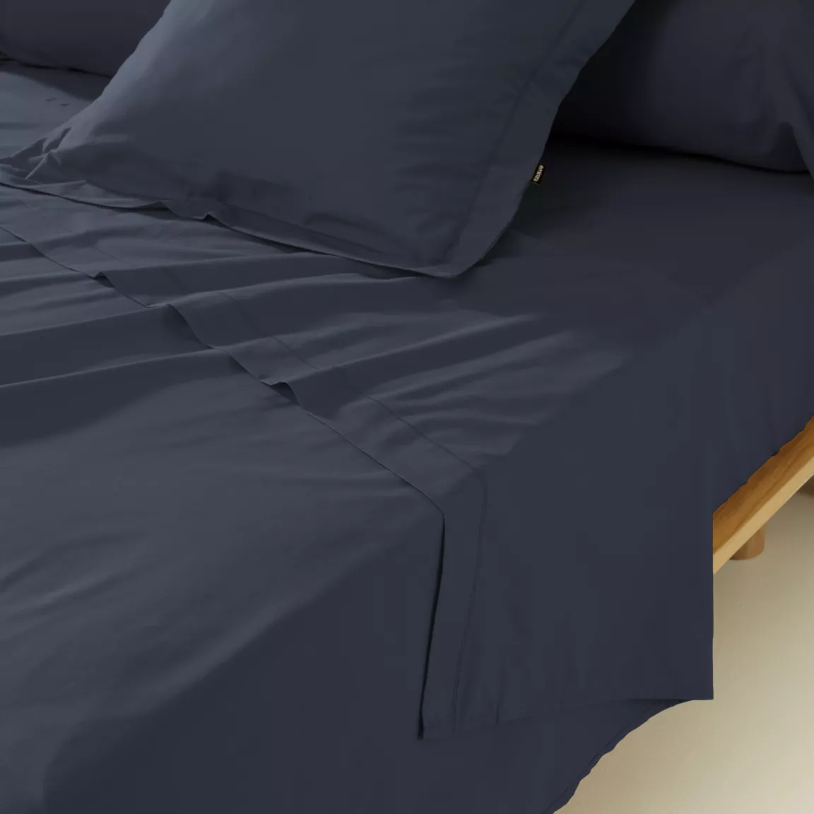 Drap plat percale de coton (180 x 290 cm) Cali Bleu marine
