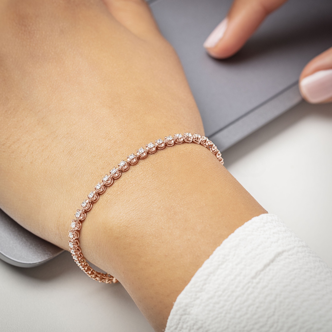 2.02 Karat Diamanten Tennisarmband 750/18 K Roségold