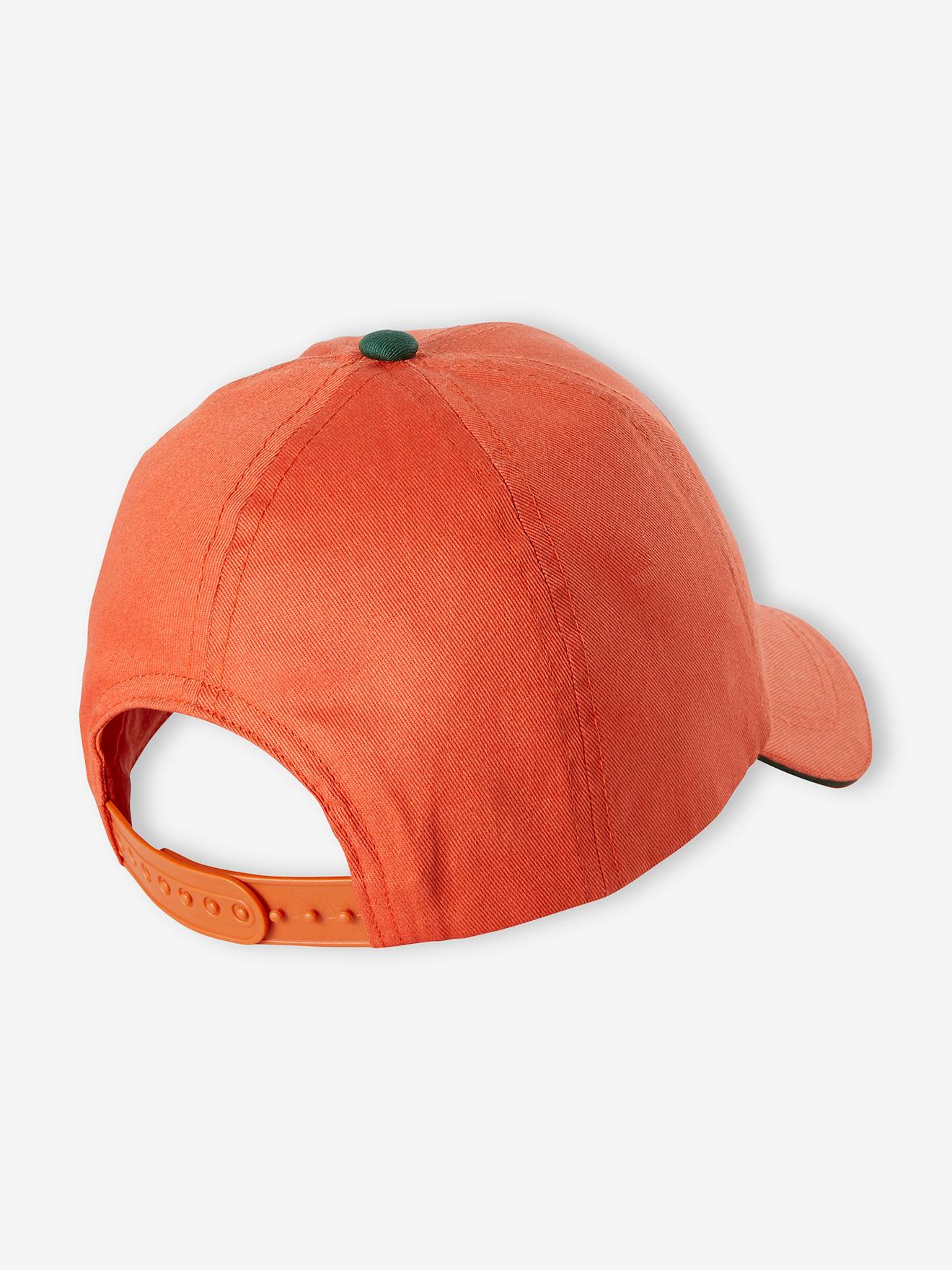 Boné de dinossauro para meninos, certificado Oeko Tex®, laranja médio, liso com estampas.