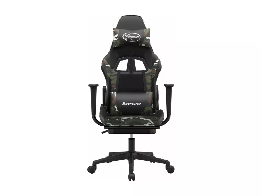 Chaise de jeu avec repose-pied Noir et camouflage Similicuir