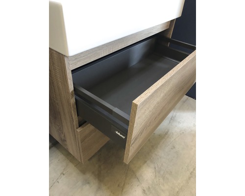 Sanox Maxx XL badkamermeubelset, BxHxD 81 x 183 x 45,5 cm, frontkleur eikengrijs met keramische wastafel wit
