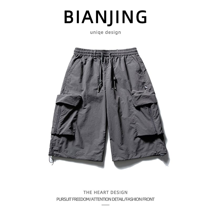 Zentrus - Effen cargoshorts met elastische taille
