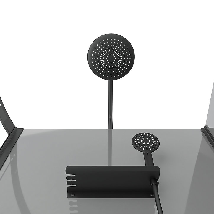 Cabine de douche quart de cercle gris et noir 90x90 cm Grey Touch Galedo