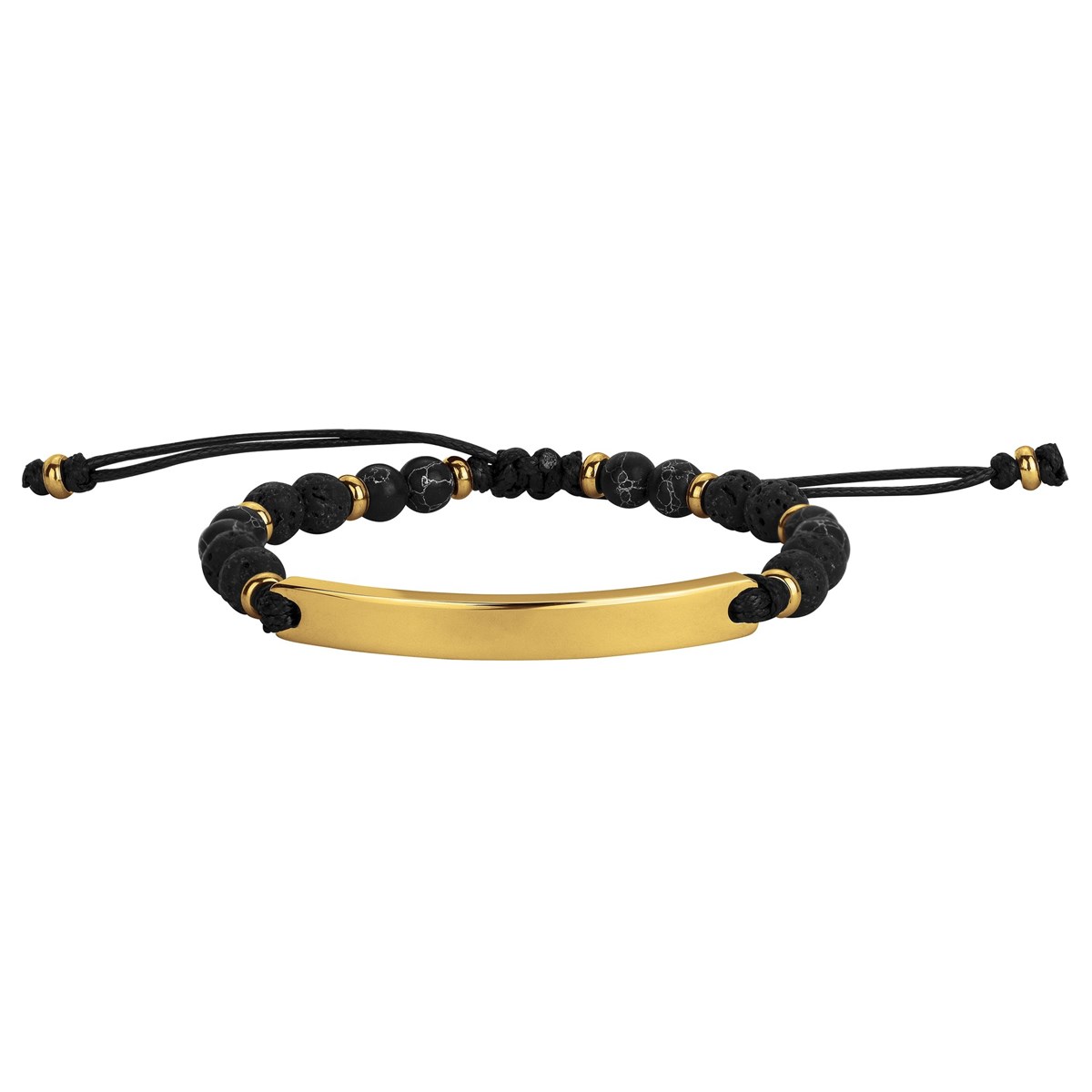 Bracelet souple Léonard en Acier 316L avec lave noir