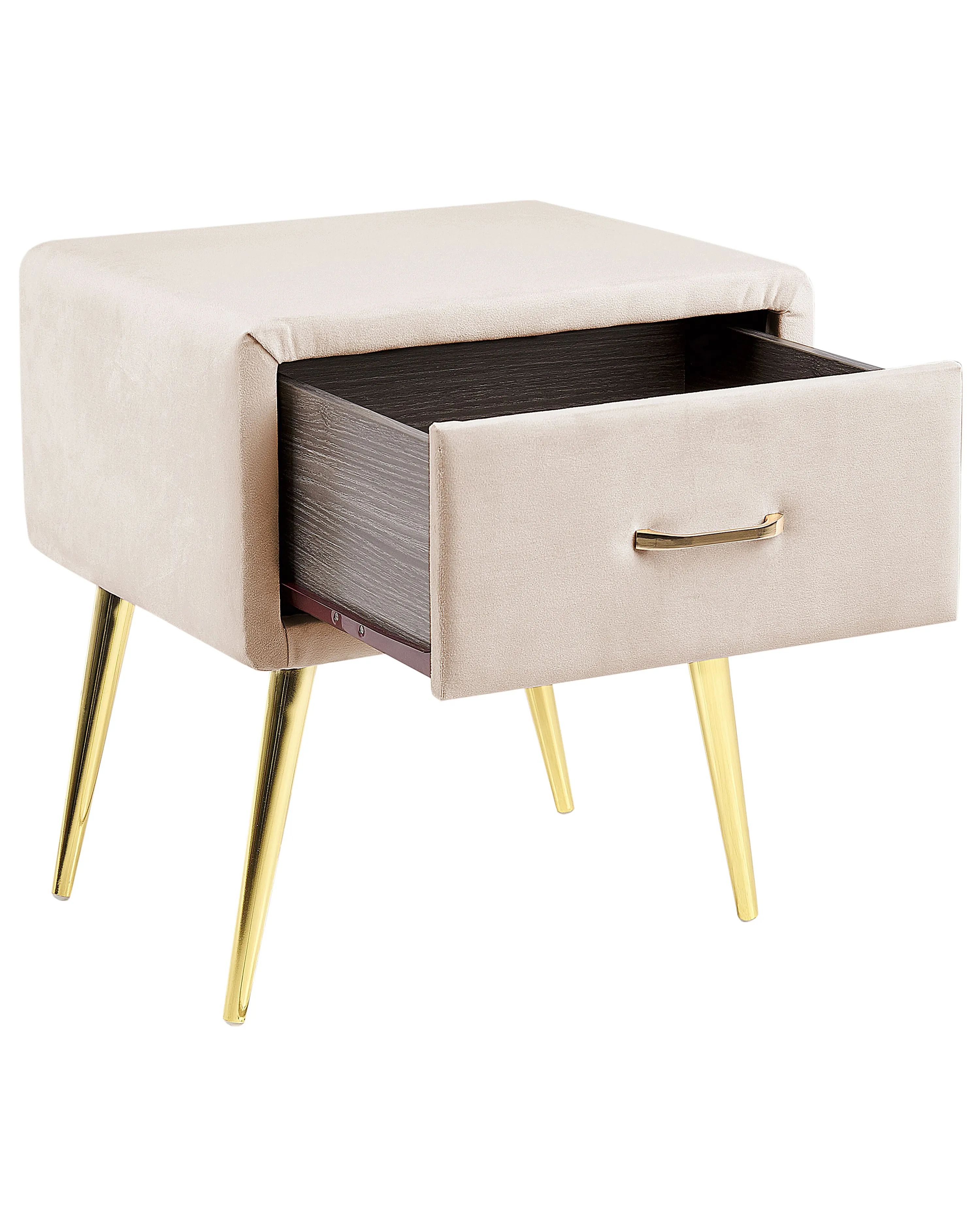 Nachtkastje met 1 lade FLAYAT Fluweel Lichtbeige