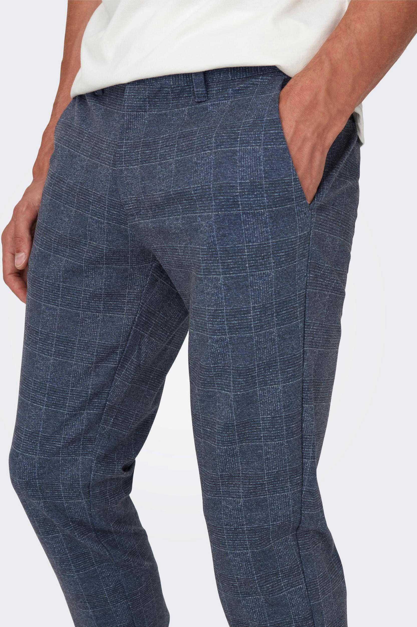 ONLY & SONS geruite regular fit broek ONSMARK blauw
