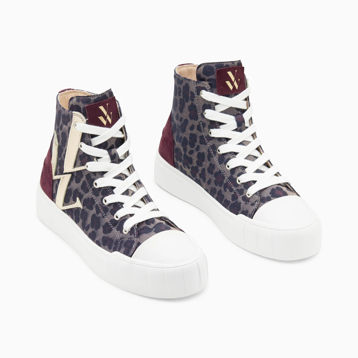 Sneakers-Baskets monogramme Valentina montantes léopard