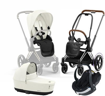 Cybex e-Priam Duovogn inkl. BeSafe iZi Go Modular X2, Off White/Chrome Brown